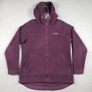Columbia Women Jacket Sz L Purple Fleece Full Zip Hooded Outdoor Soft Warm Coat
